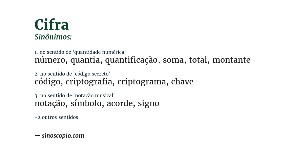 Sinônimo de cifra