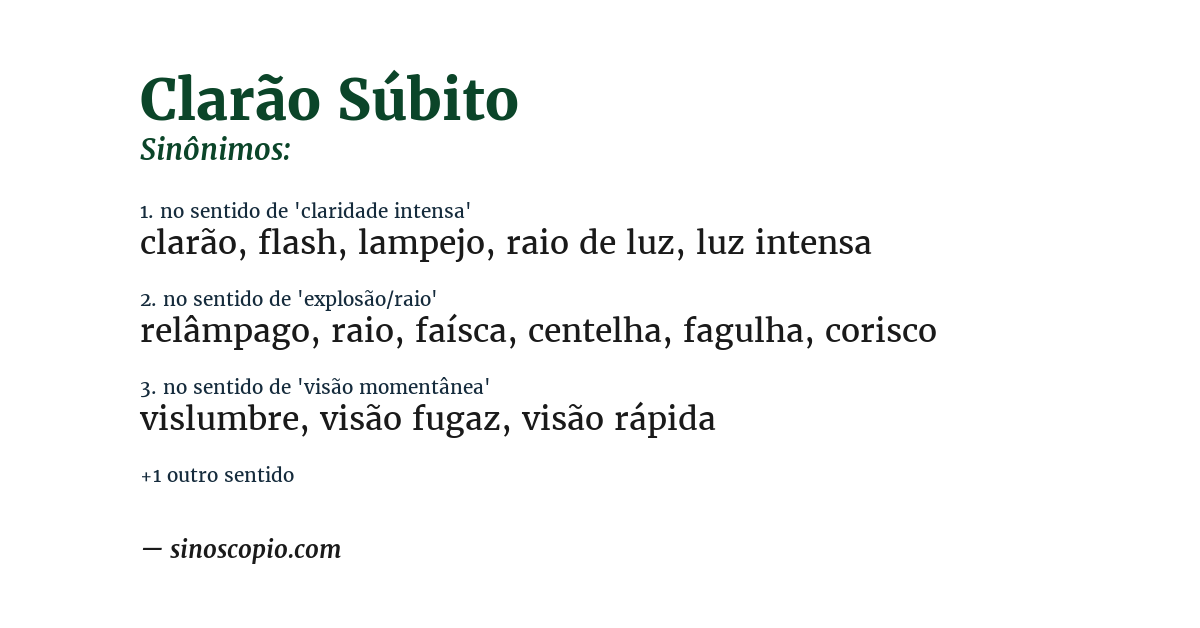 Sinônimo de clarão súbito