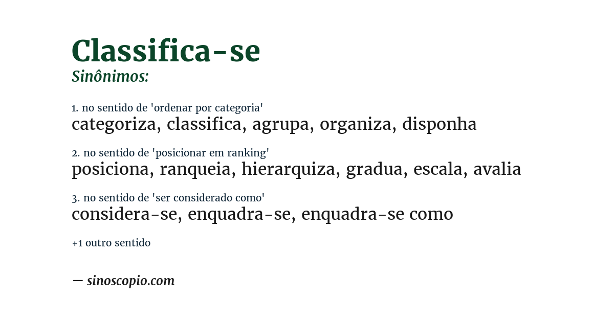 Sinônimo de classifica-se