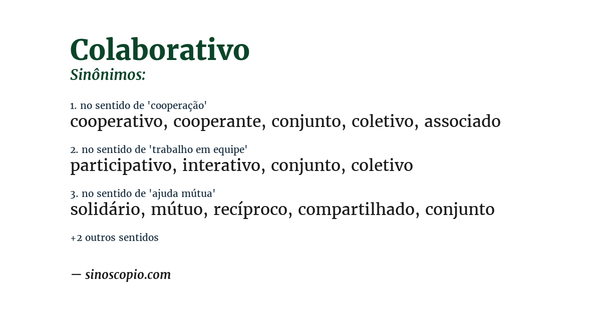 Sinônimo de colaborativo