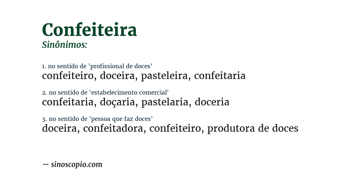Sinônimo de confeiteira