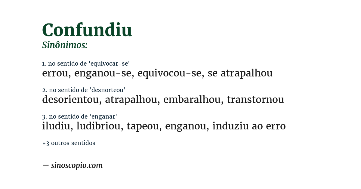 Sinônimo de confundiu