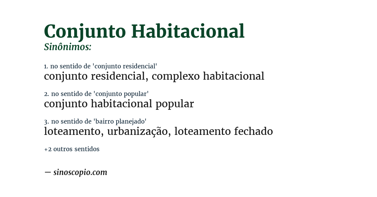 Sinônimo de conjunto habitacional