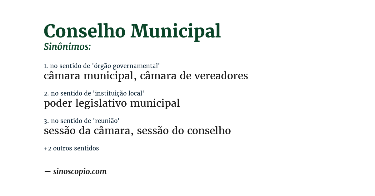 Sinônimo de conselho municipal