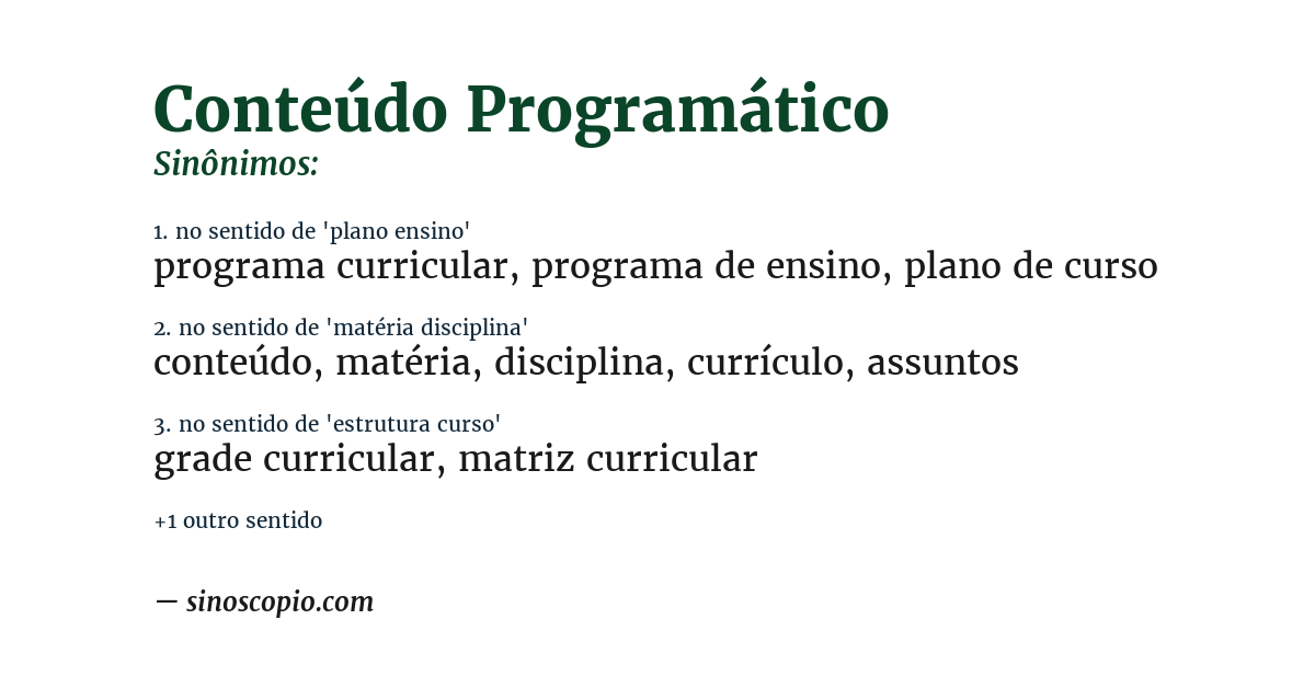 Sinônimo de conteúdo programático