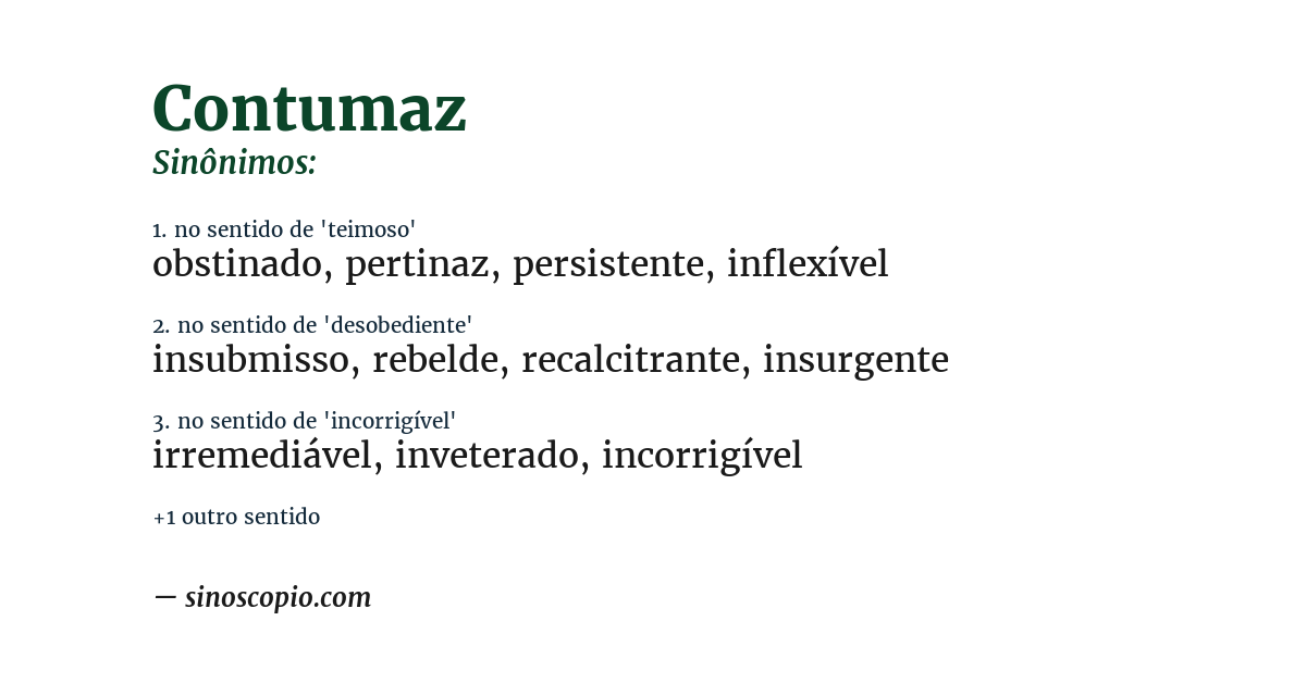 Sinônimo de contumaz