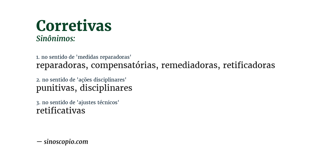 Sinônimo de corretivas