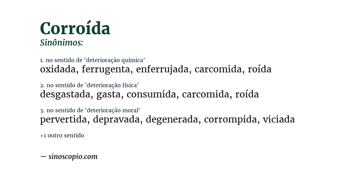 Sinônimo de corroída