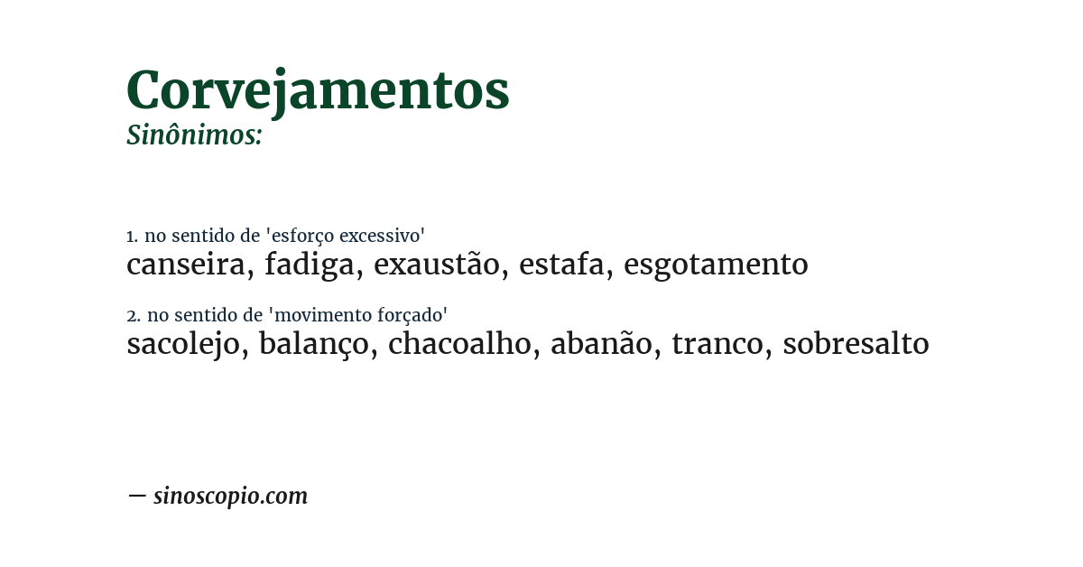 Sinônimo de corvejamentos