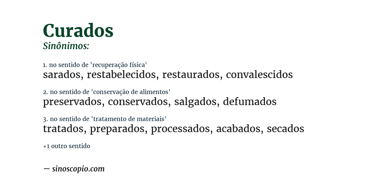 Sinônimo de curados