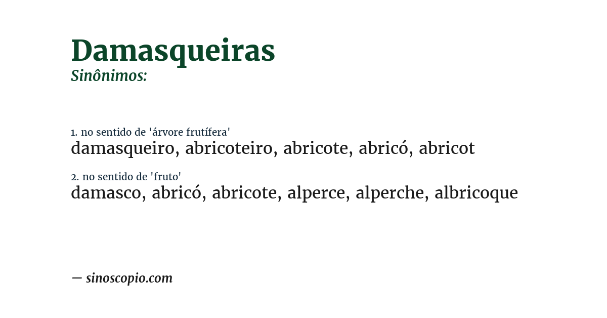 Sinônimo de damasqueiras