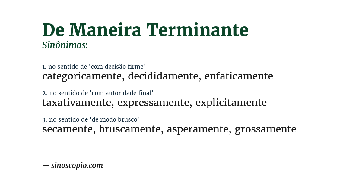 Sinônimo de de maneira terminante