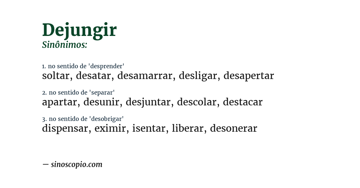 Sinônimo de dejungir