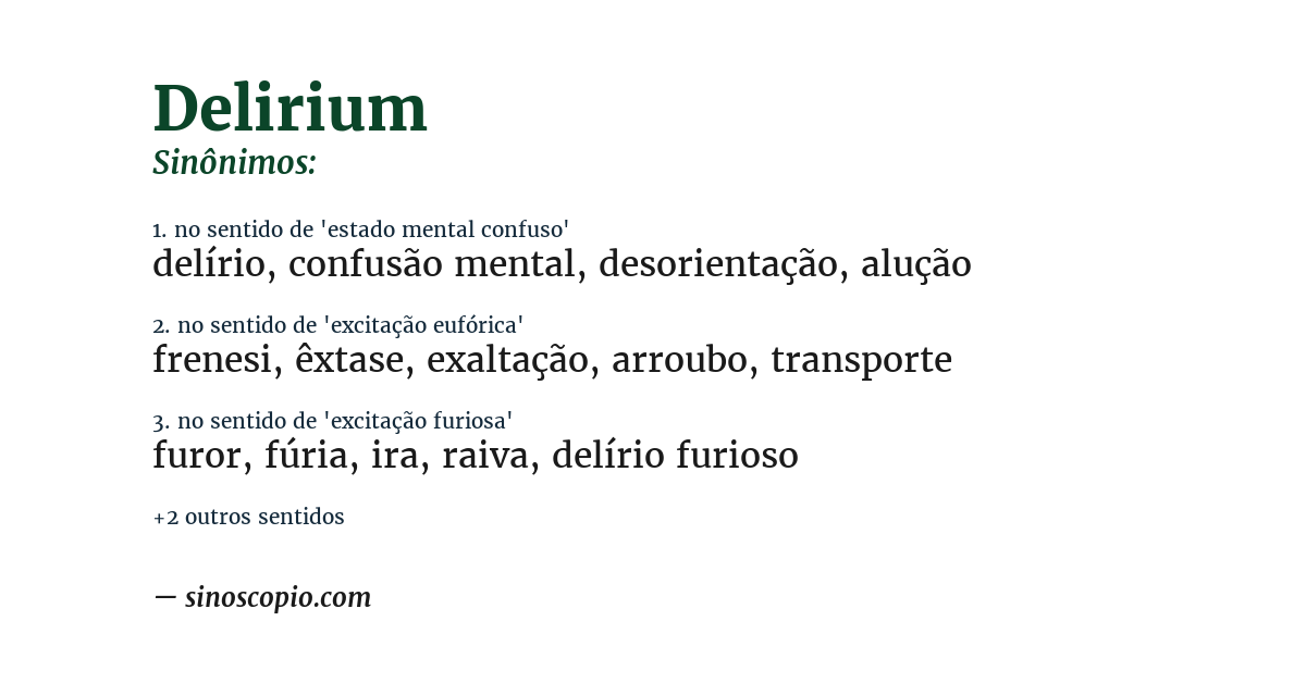 Sinônimo de delirium