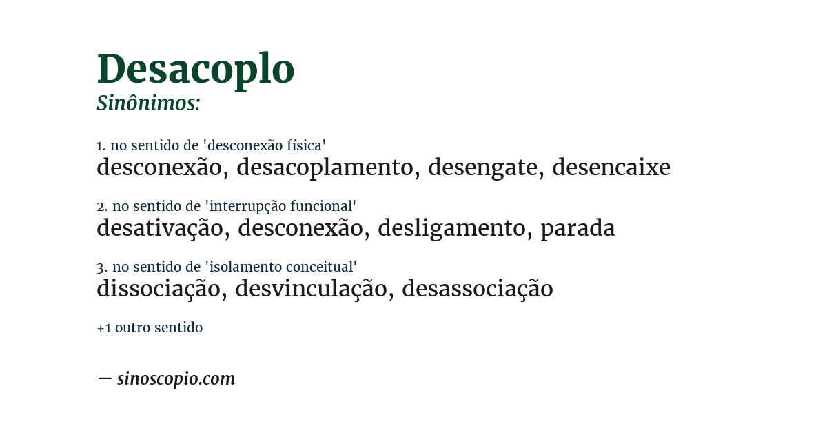Sinônimo de desacoplo