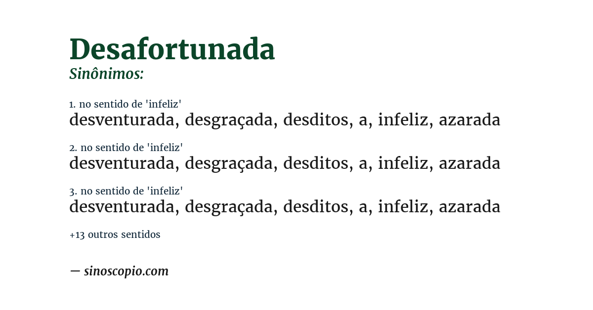 Sinônimo de desafortunada
