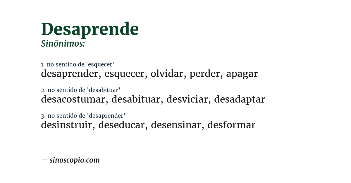 Sinônimo de desaprende