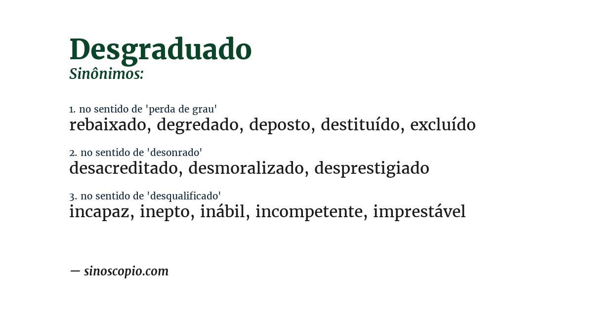 Sinônimo de desgraduado