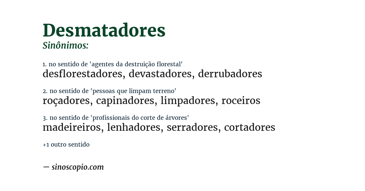 Sinônimo de desmatadores