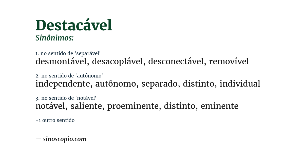 Sinônimo de destacável
