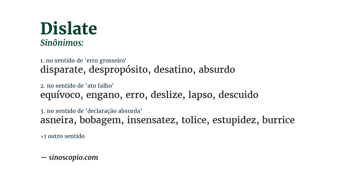 Sinônimo de dislate