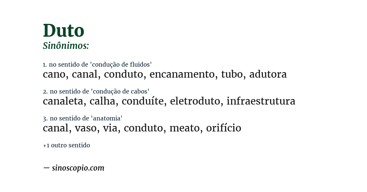 Sinônimo de duto