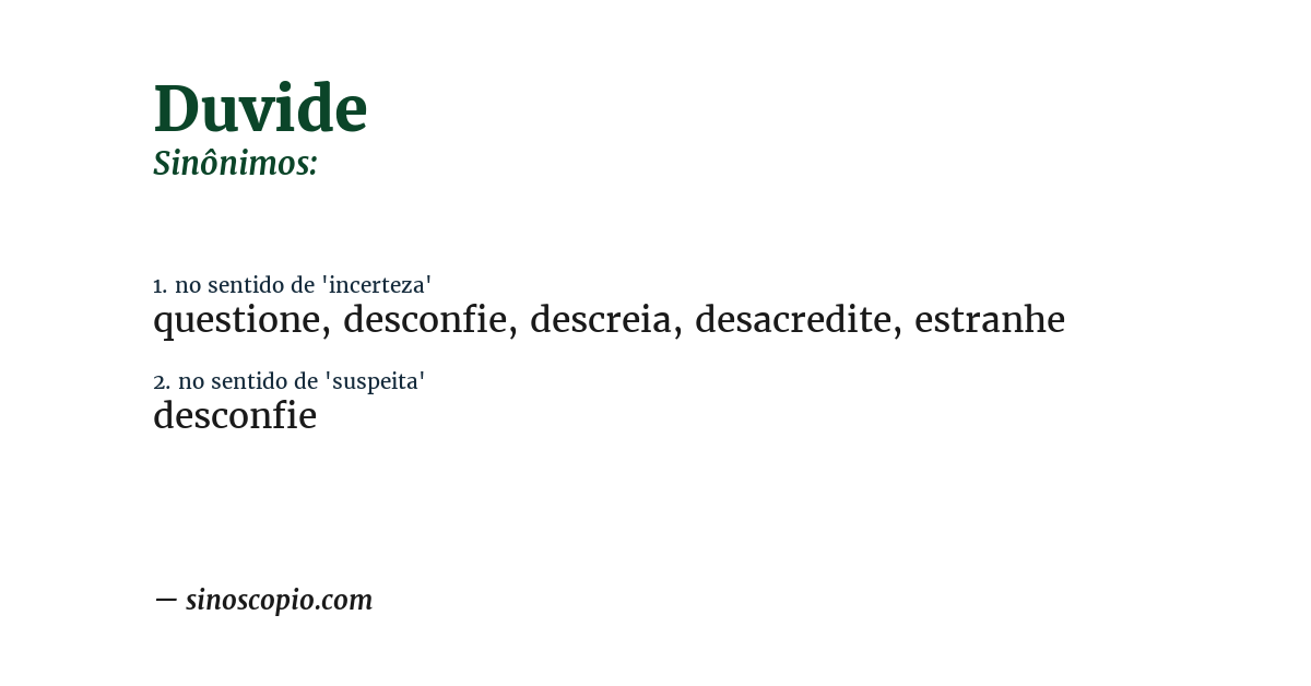 Sinônimo de duvide