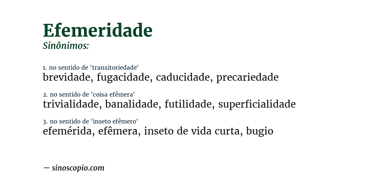 Sinônimo de efemeridade