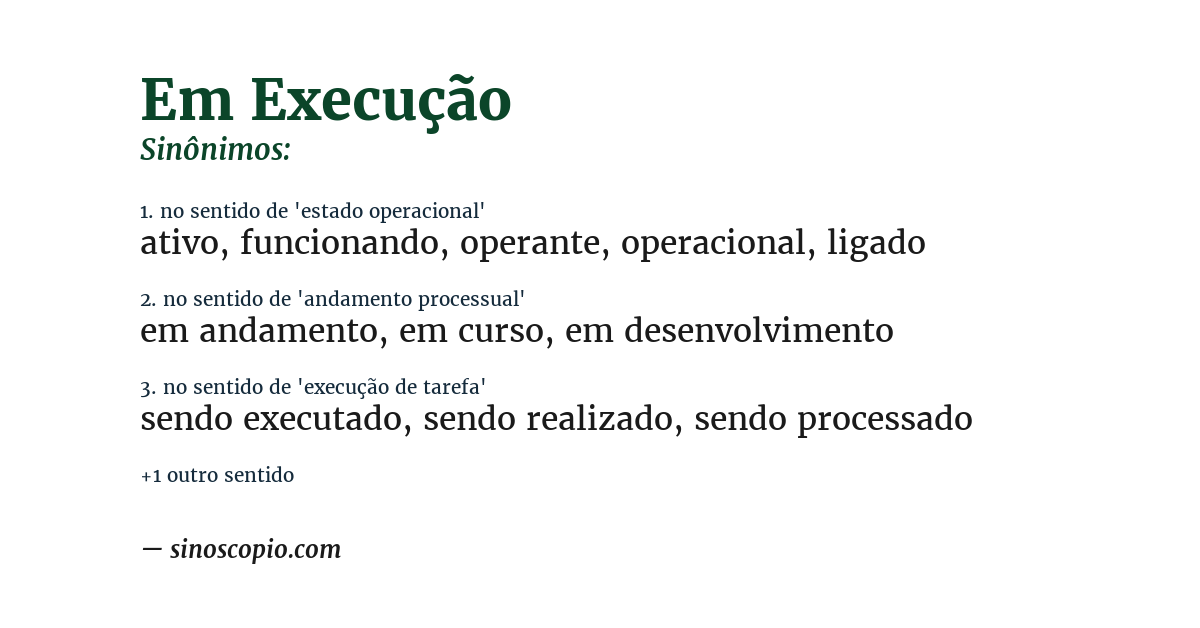 Sinônimo de em execução