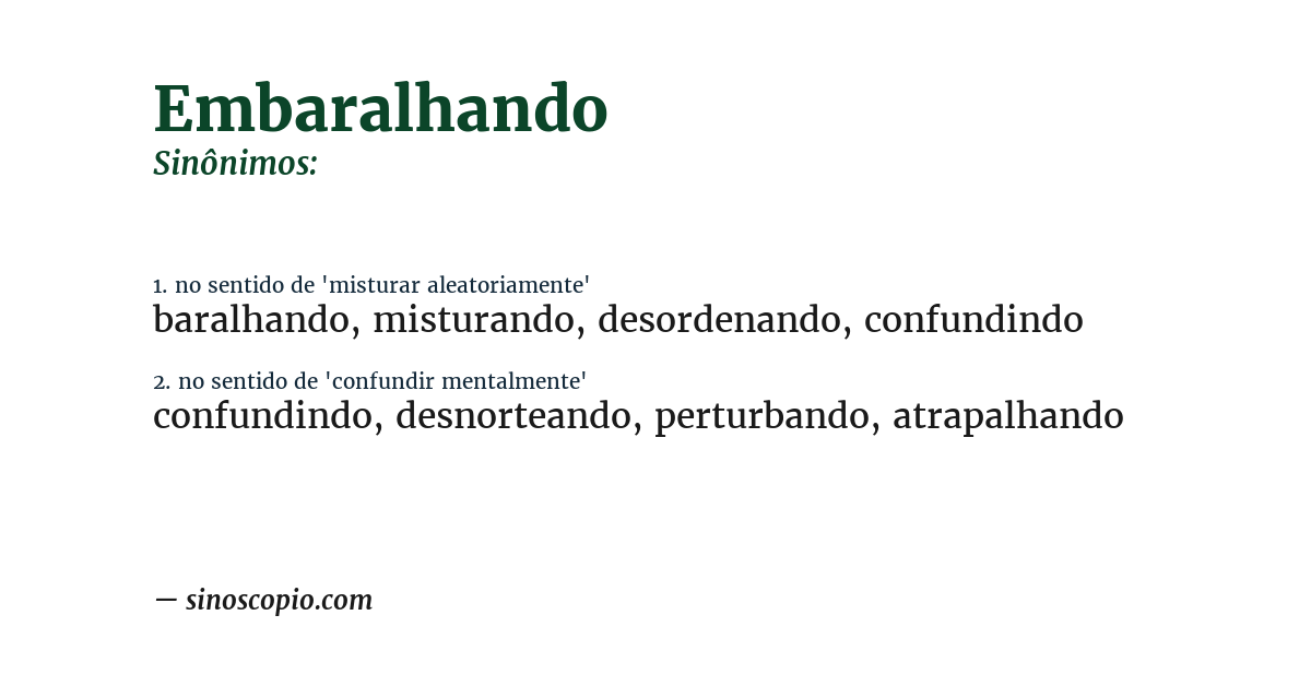 Sinônimo de embaralhando