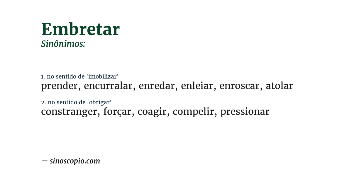 Sinônimo de embretar
