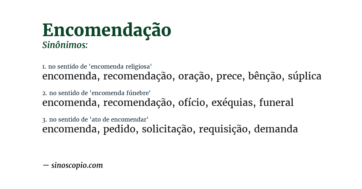 Sinônimo de encomendação