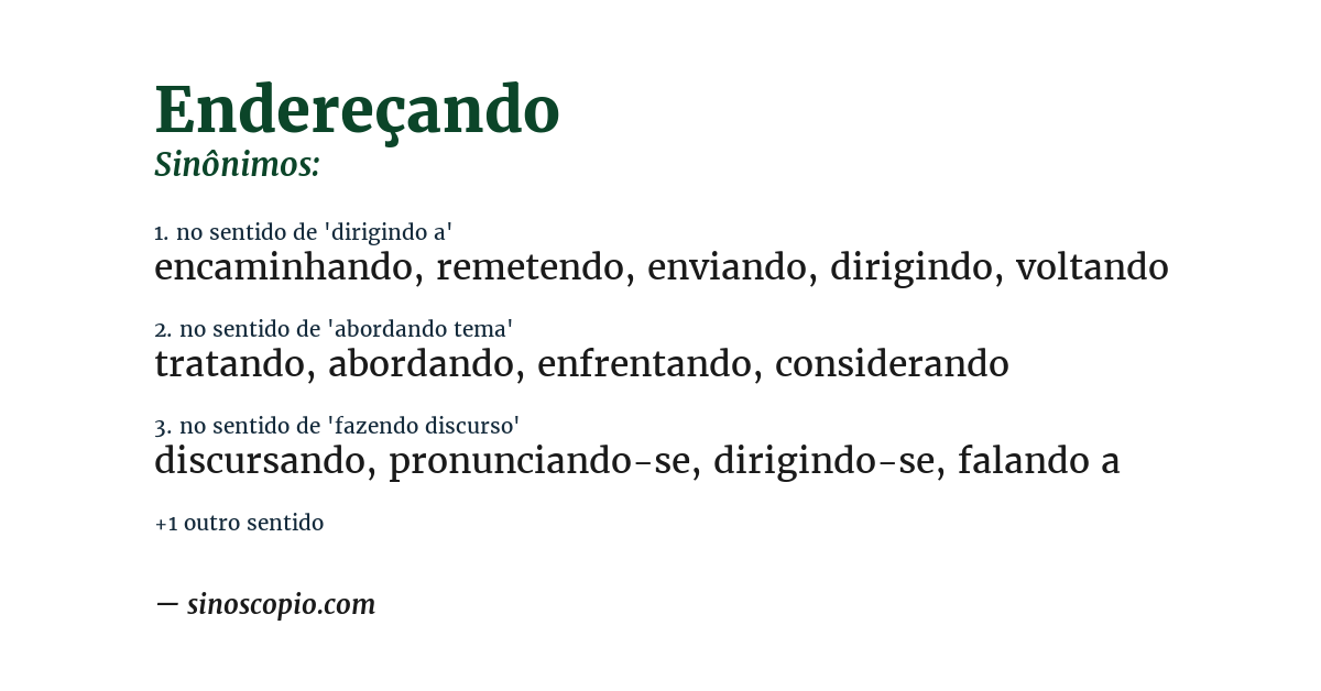 Sinônimo de endereçando