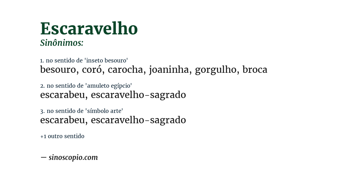 Sinônimo de escaravelho