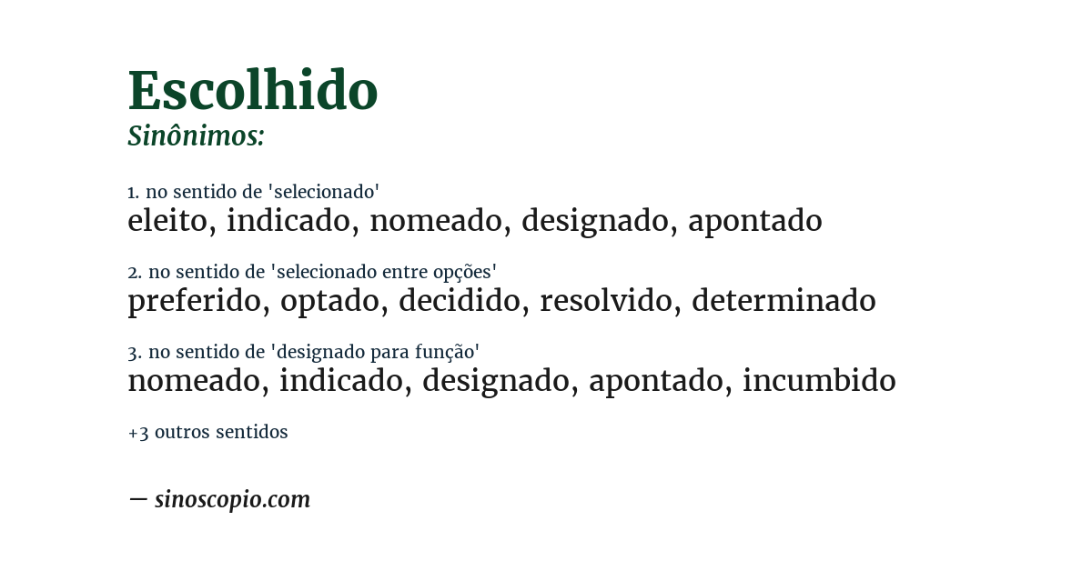 Sinônimo de escolhido