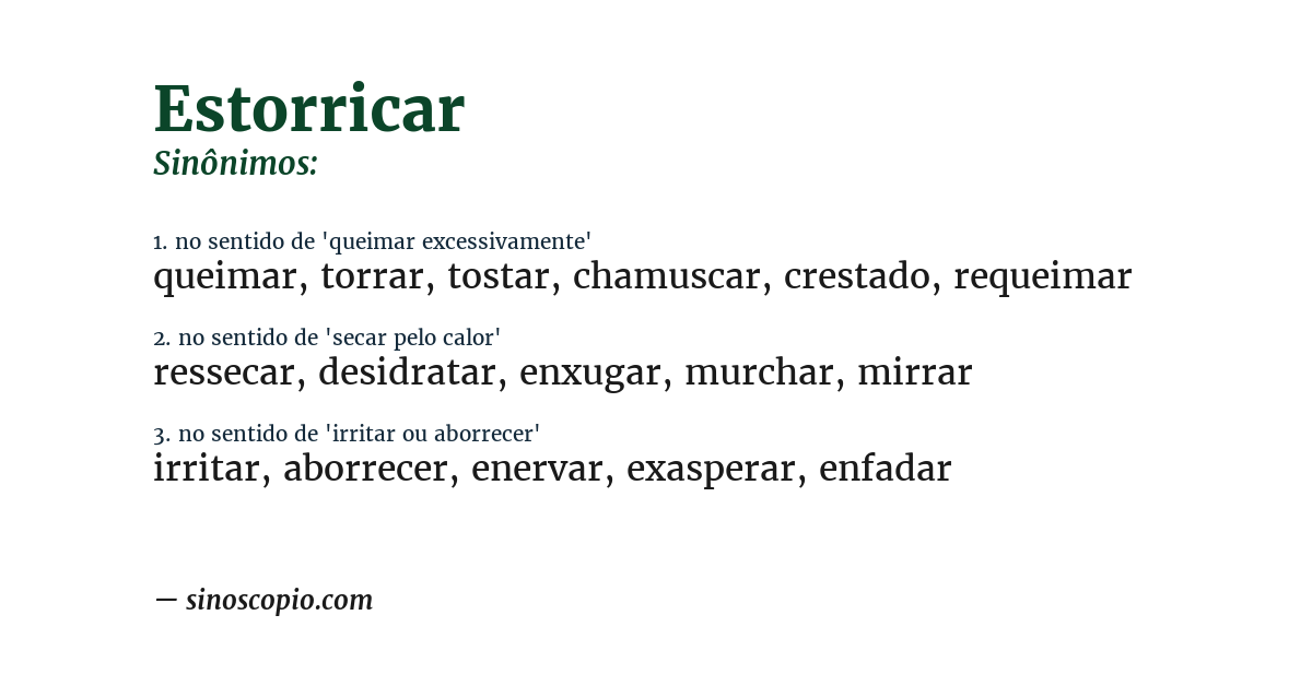 Sinônimo de estorricar
