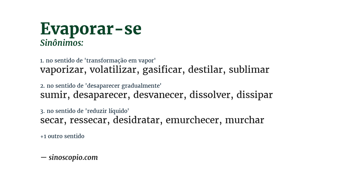 Sinônimo de evaporar-se