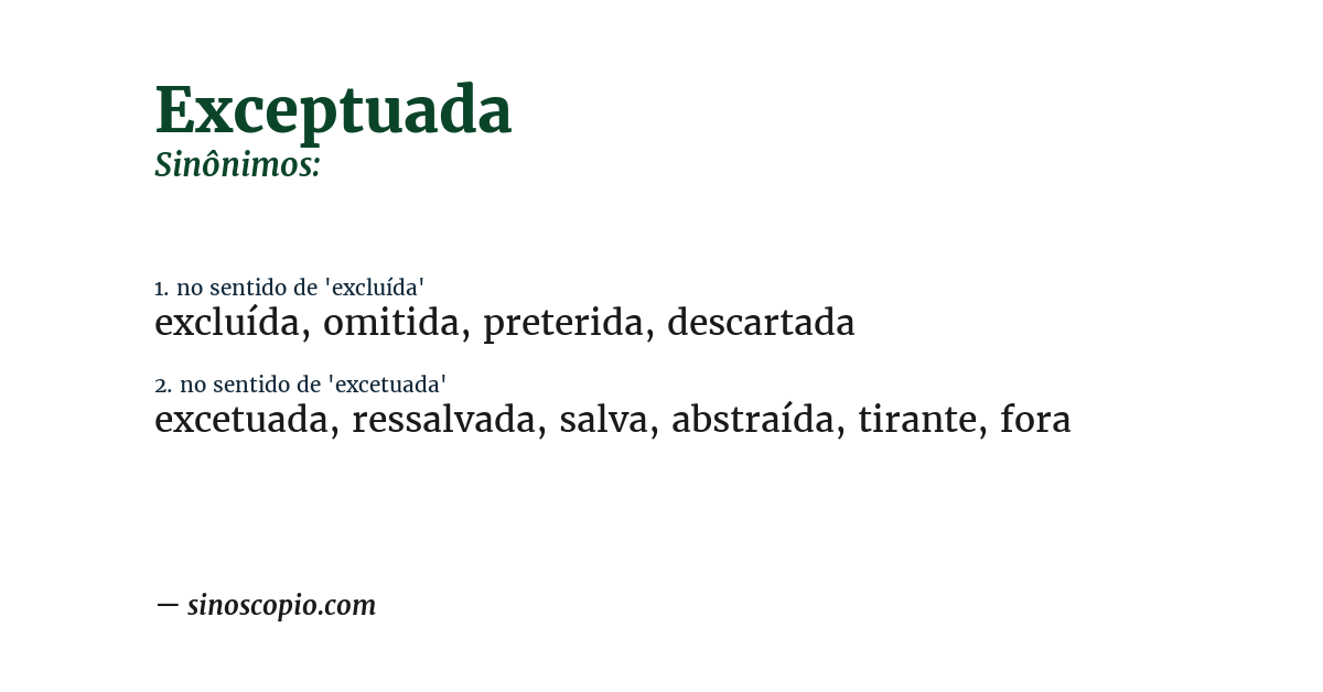 Sinônimo de exceptuada