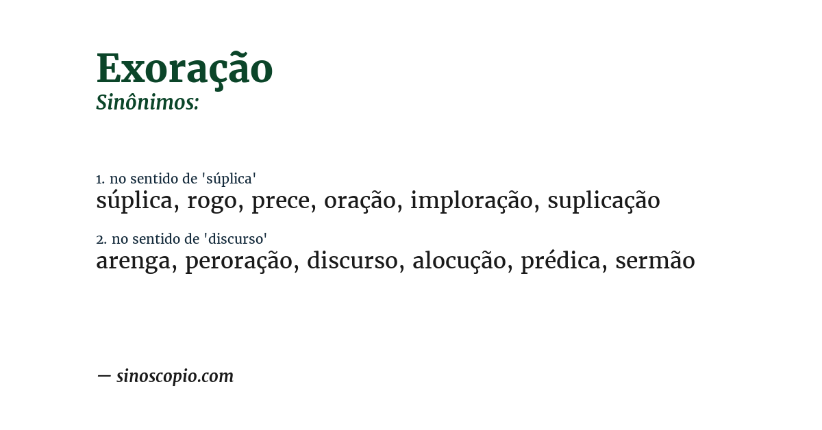 Sinônimo de exoração