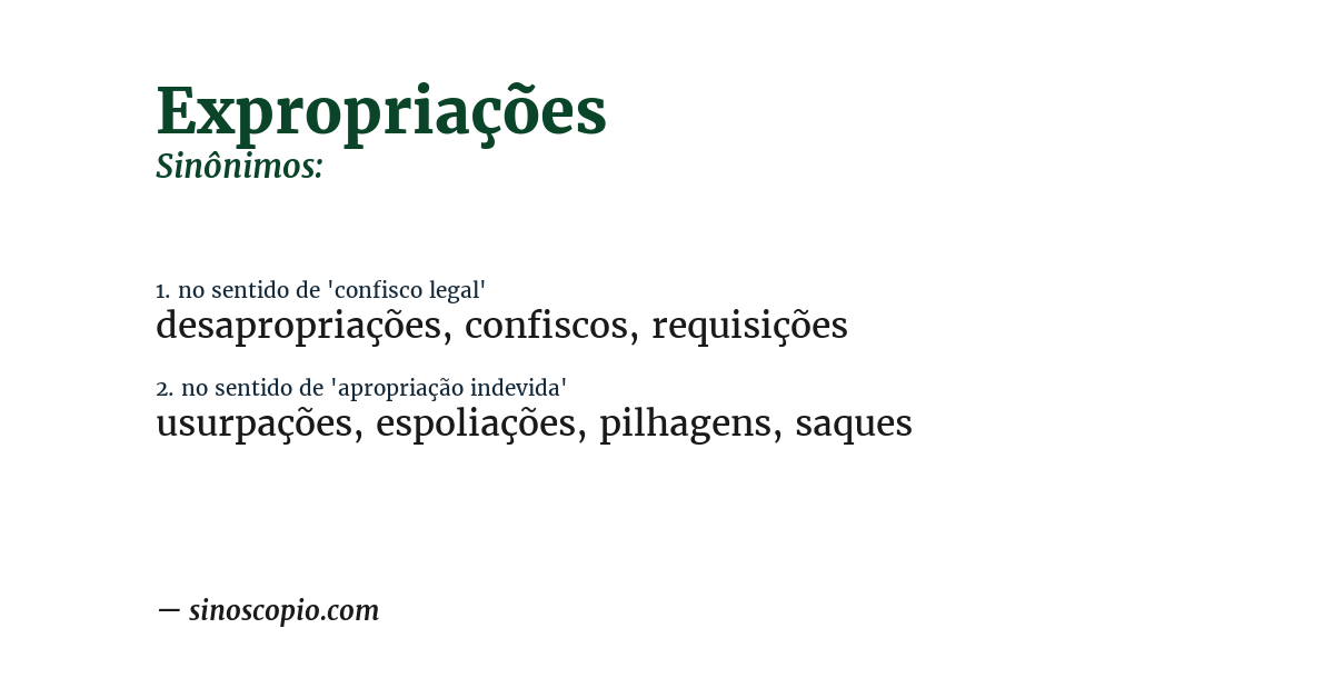 Sinônimo de expropriações