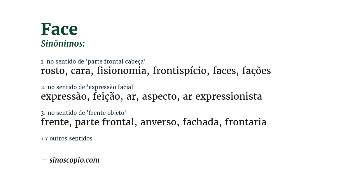 Sinônimo de face