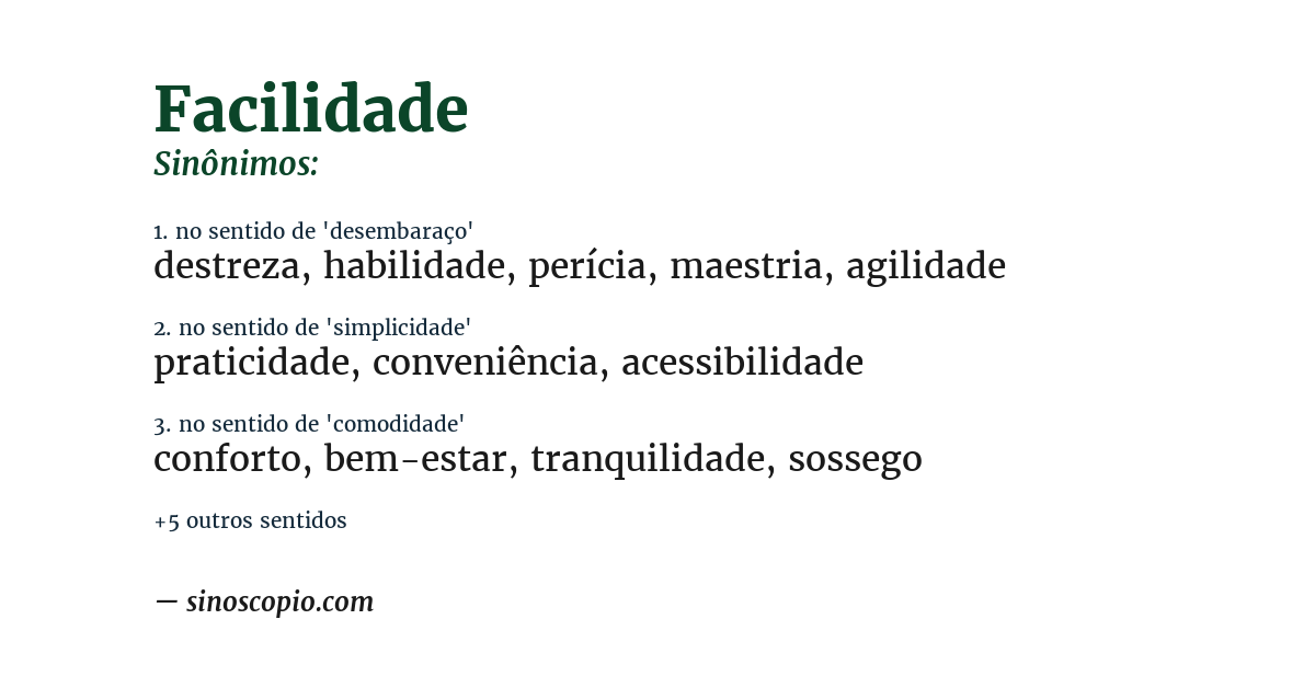 Sinônimo de facilidade