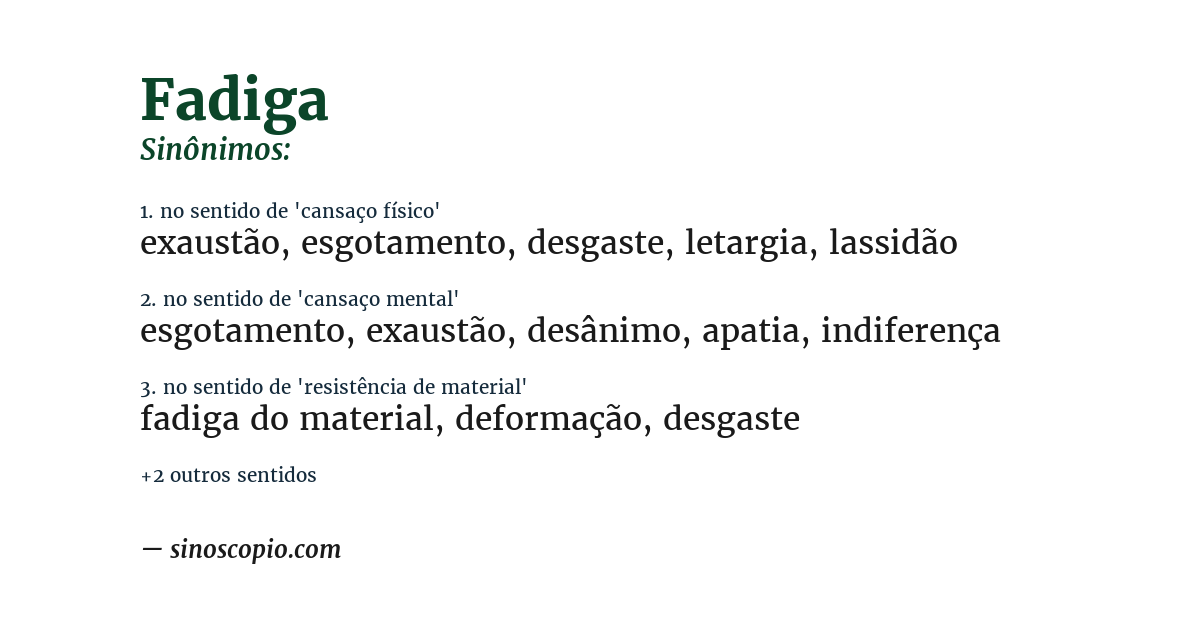 Sinônimo de fadiga