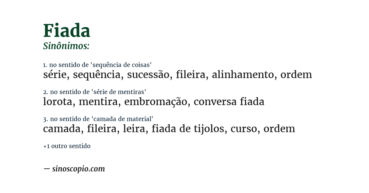 Sinônimo de fiada