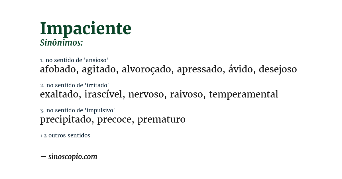 Sinônimo de impaciente