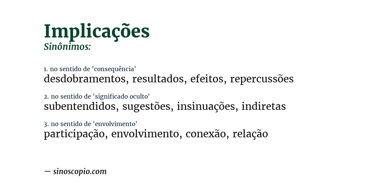 Sinônimo de implicações