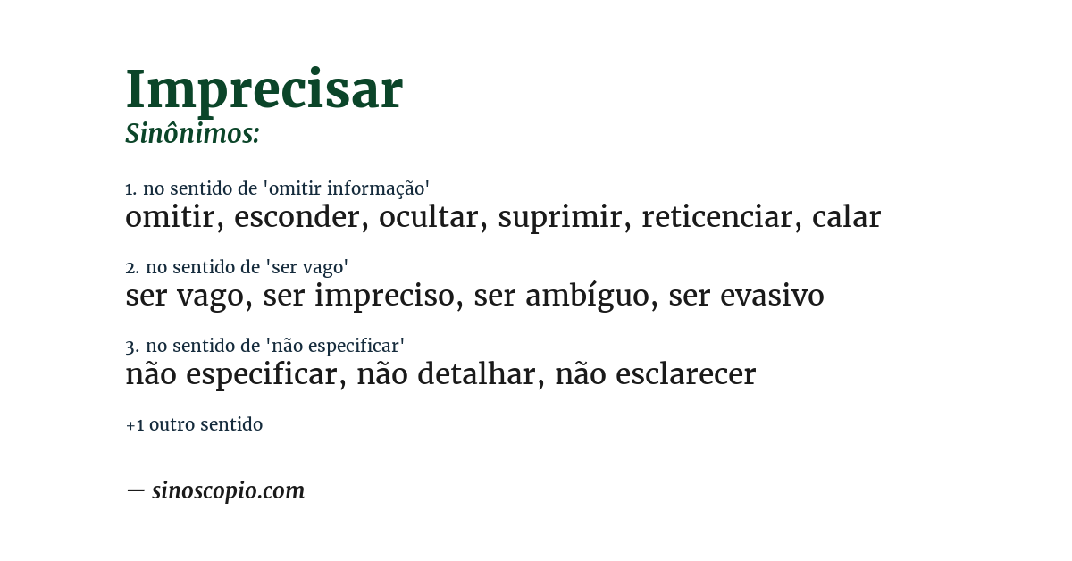 Sinônimo de imprecisar