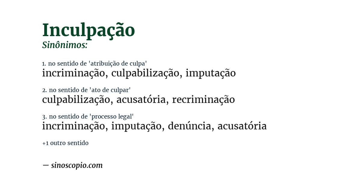 Sinônimo de inculpação