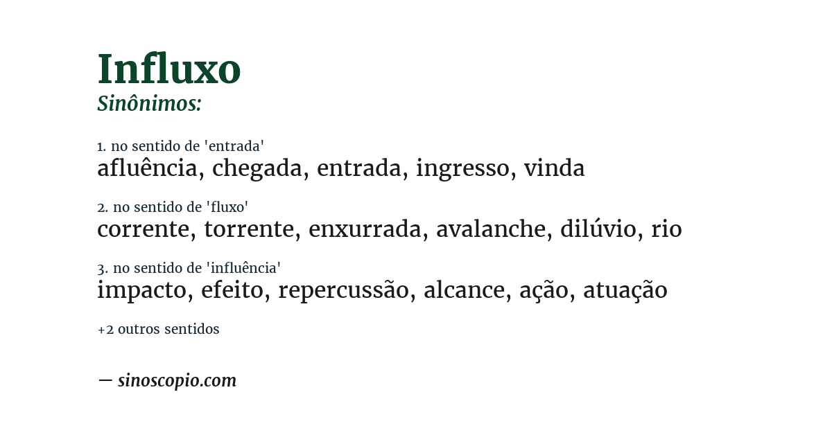 Sinônimo de influxo