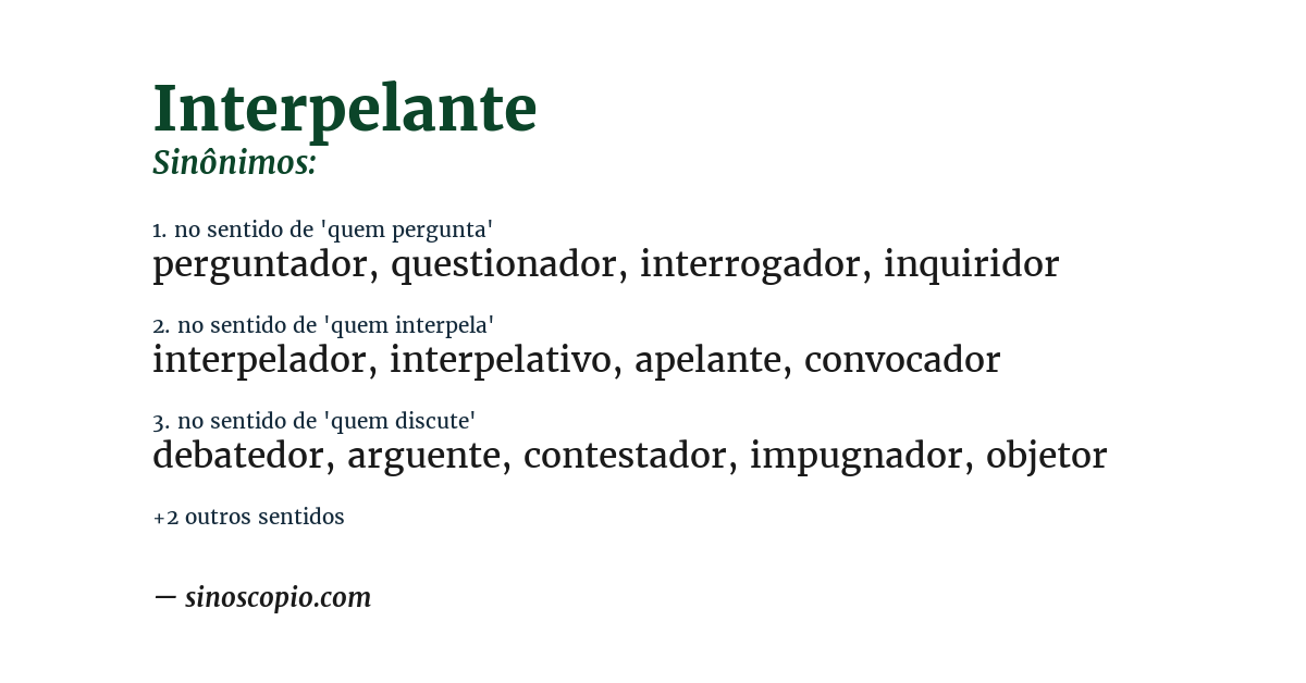 Sinônimo de interpelante